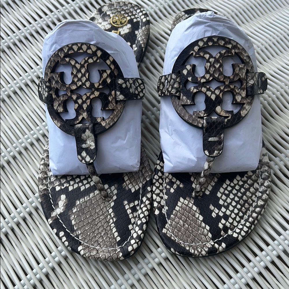 NWT Tory Burch Miller snakeskin Sandals-Sz 8